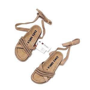 ZARA SRPLS Leather Lace Up Espadrilles Women's Size 6